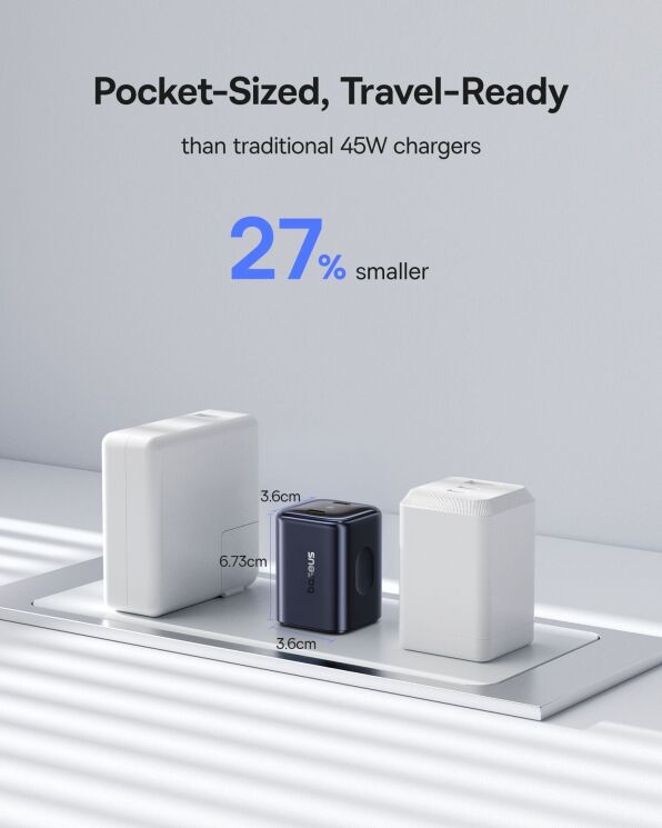 Мережевий зарядний пристрій Baseus PicoGo AN13 2C (45W) E0121F00 - Black: фото 11 з 11