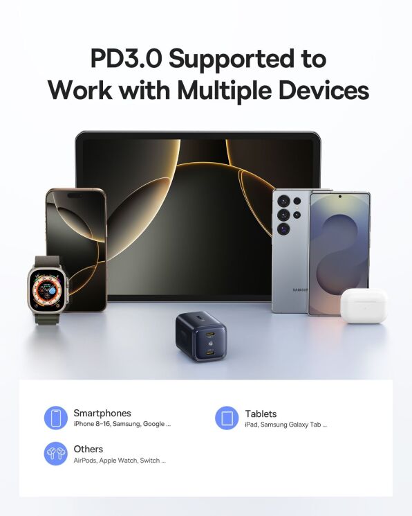 Мережевий зарядний пристрій Baseus PicoGo AN13 2C (45W) E0121F00 - Black: фото 10 з 11