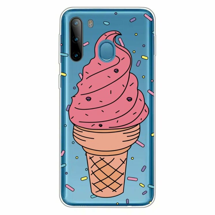 Силіконовий (TPU) чохол Deexe Pretty Glossy для Samsung Galaxy A21 (A215) - Pink Ice Cream: фото 1 з 4