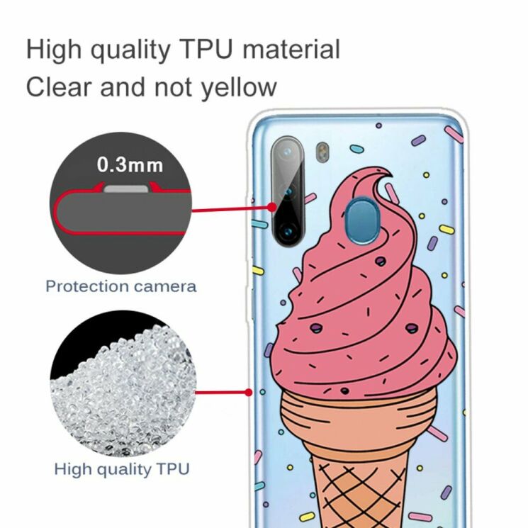 Силіконовий (TPU) чохол Deexe Pretty Glossy для Samsung Galaxy A21 (A215) - Pink Ice Cream: фото 2 з 4