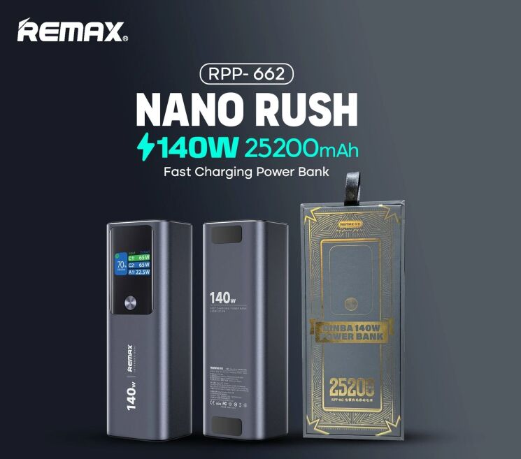 Внешний аккумулятор Remax RPP-662 140W (25200mAh) - Blue: фото 6 из 16