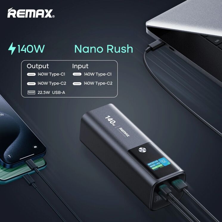 Внешний аккумулятор Remax RPP-662 140W (25200mAh) - Blue: фото 7 из 16