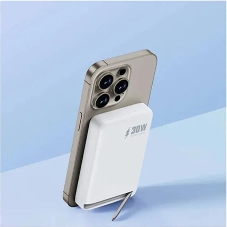 Внешний аккумулятор WIWU Wi-P031 Magnetic 30W (10000mAh) - White: фото 10 из 13