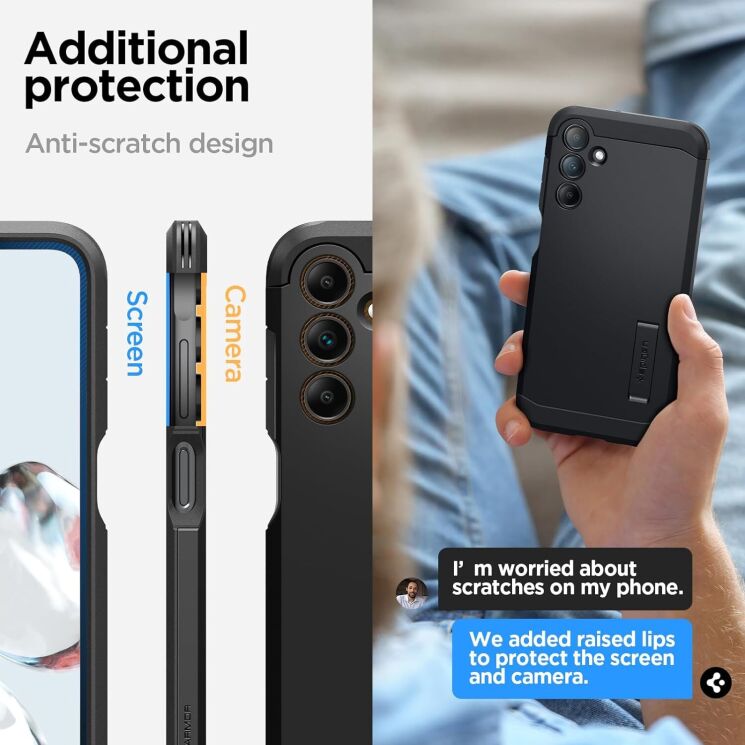 Защитный чехол Spigen (SGP) Tough Armor для Samsung Galaxy A15 (A155) - Black: фото 15 из 17