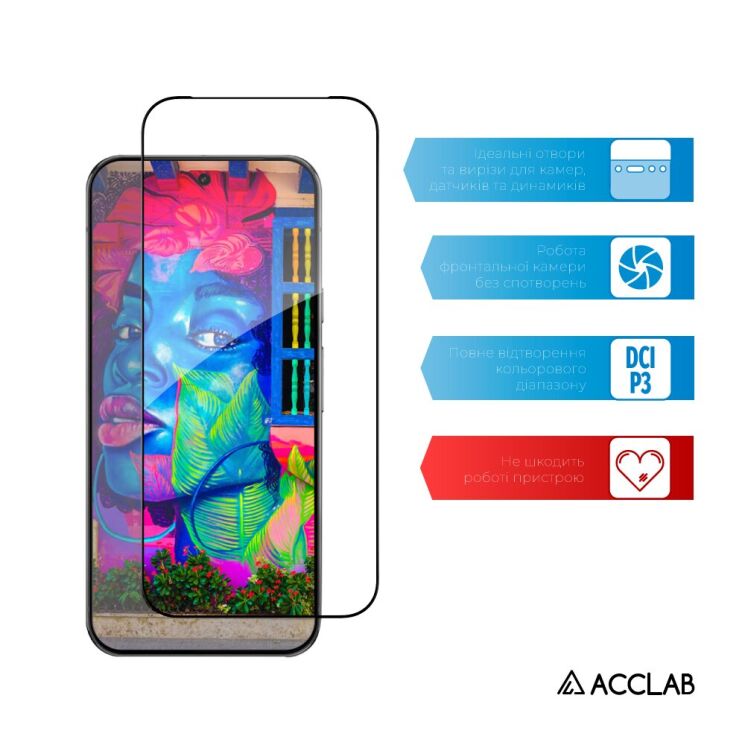 Захисне скло ACCLAB Full Glue для Google Pixel 9a - Black: фото 5 з 7