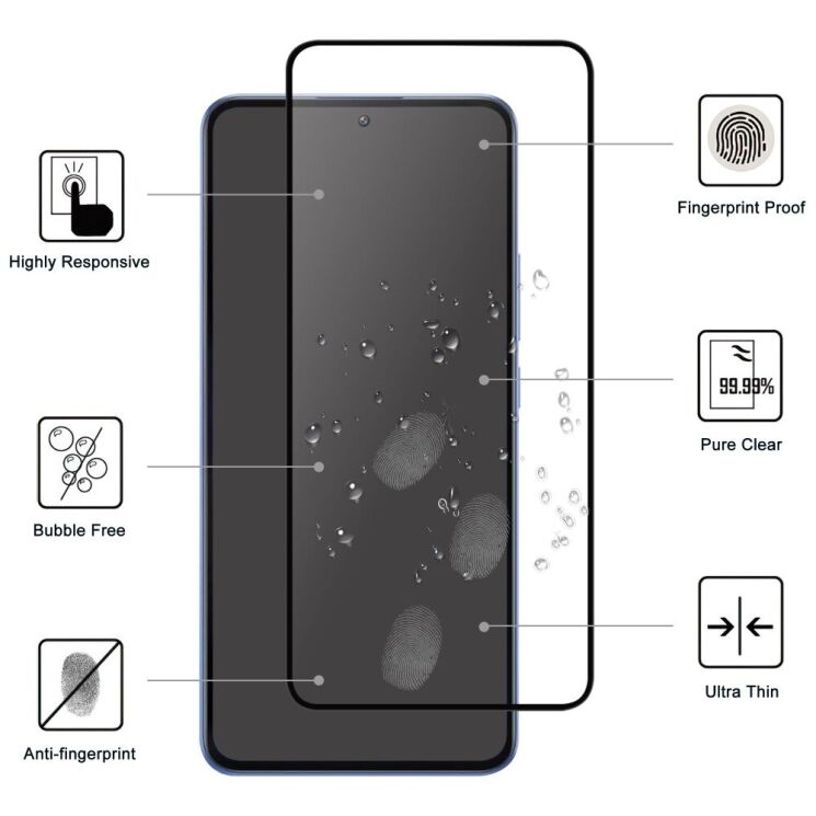 Защитное стекло Deexe Full Glue Coverage для Xiaomi 14T / 14T Pro - Black: фото 2 из 4