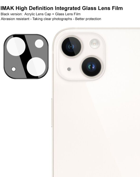 Защитное стекло на камеру IMAK Black Glass Lens для Apple iPhone 14 - Black: фото 5 из 13