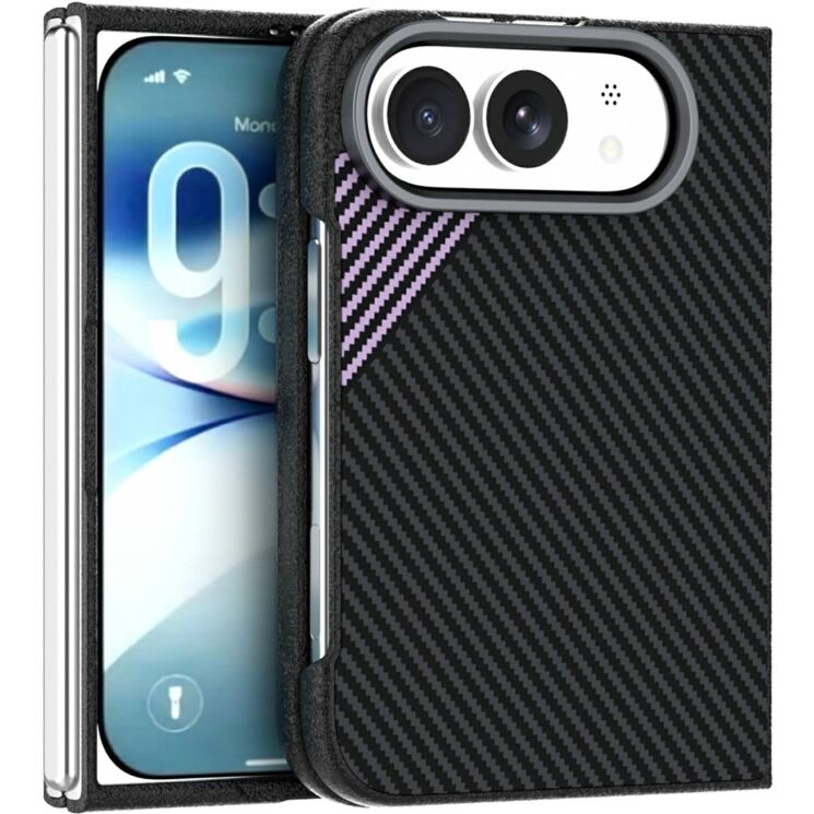 Защитный чехол ABEEL Carbon Fiber Case для iPhone Duo - Black / Purple: фото 1 из 7