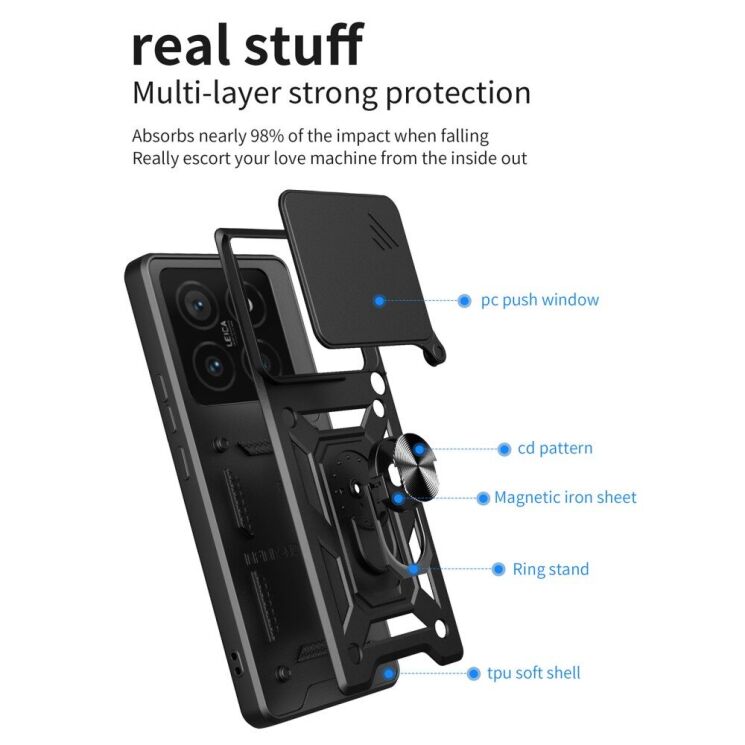 Защитный чехол Deexe Armor Shield для Xiaomi 14T - Black: фото 6 из 7
