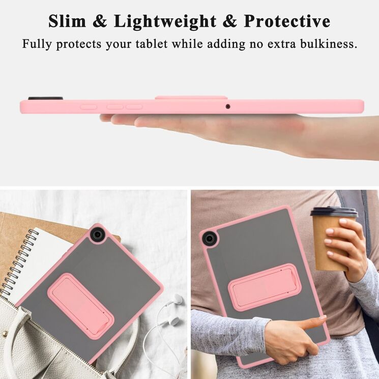 Защитный чехол Deexe Crystal Kickstand для Samsung Galaxy Tab A11 Plus (X230/236) - Pink: фото 5 из 10