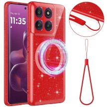 Захисний чохол Deexe Glitter Case with MagSafe для Motorola Moto G57 / G57 Power / G67 Power - Red: фото 1 з 7