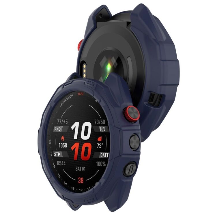Защитный чехол Deexe Hollow Cover для Garmin Approach S70 42mm - Midnight Blue: фото 5 из 8