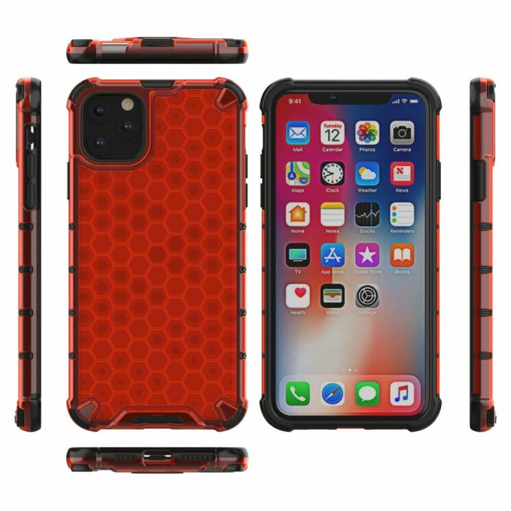 Захисний чохол Deexe Honeycomb Series для Apple iPhone 11 - Red: фото 2 з 5