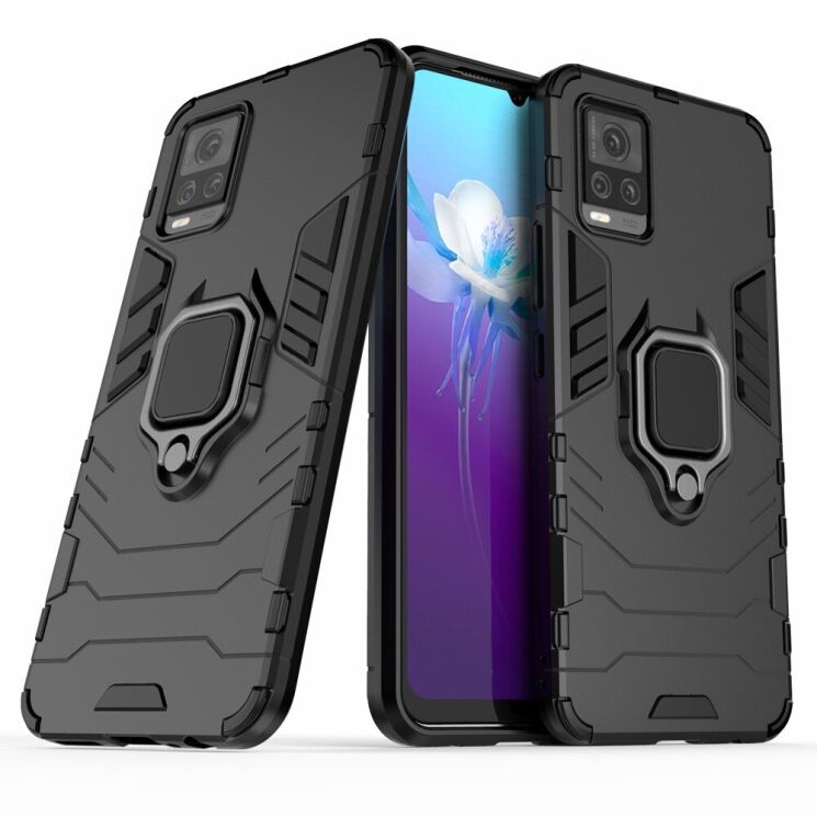 Чехол с подставкой Deexe Hybrid Case для VIVO V20 - Black: фото 1 из 10