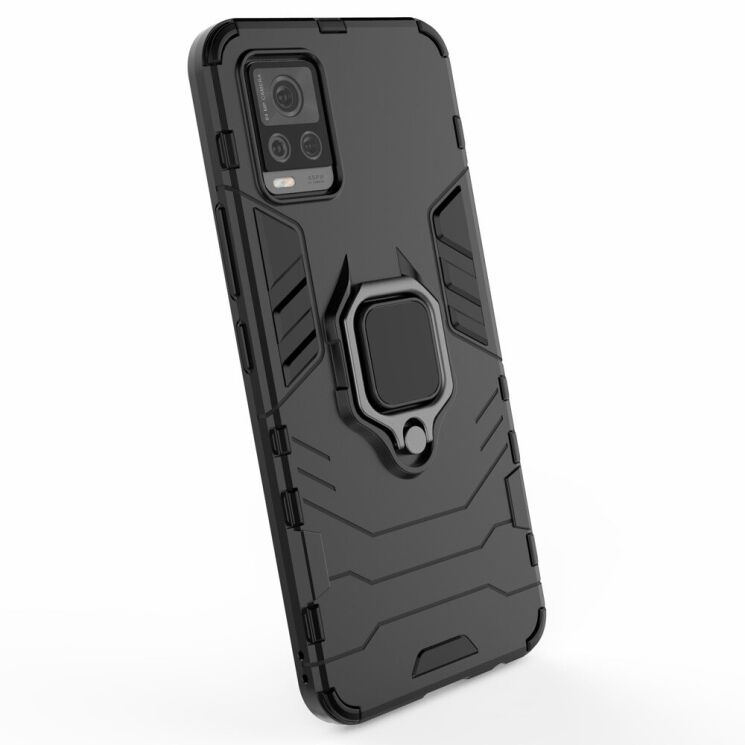 Чехол с подставкой Deexe Hybrid Case для VIVO V20 - Black: фото 3 из 10