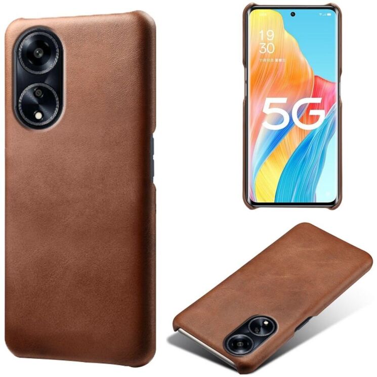 Защитный чехол Deexe Leather Back Cover для OPPO A98 - Brown: фото 1 из 4