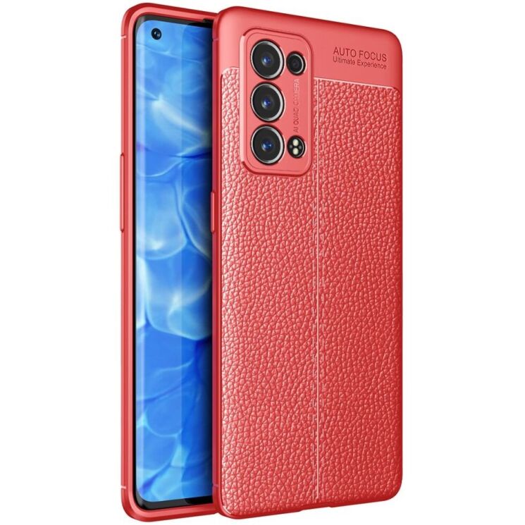 Защитный чехол Deexe Leather Cover для OPPO Reno 6 Pro / 6 Pro Plus - Red: фото 1 из 8
