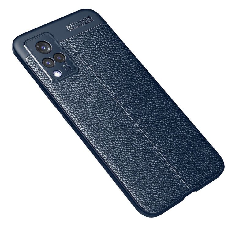 Защитный чехол Deexe Leather Cover для VIVO V21 - Blue: фото 2 из 9
