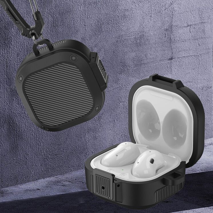 Защитный чехол Deexe Lock Design для Samsung Galaxy Buds Live / Buds Pro / Buds 2 / Buds 2 Pro / Buds FE - Black: фото 2 из 7