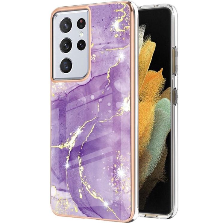 Защитный чехол Deexe Marble Style для Samsung Galaxy S21 Ultra (G998) - Purple: фото 1 из 4