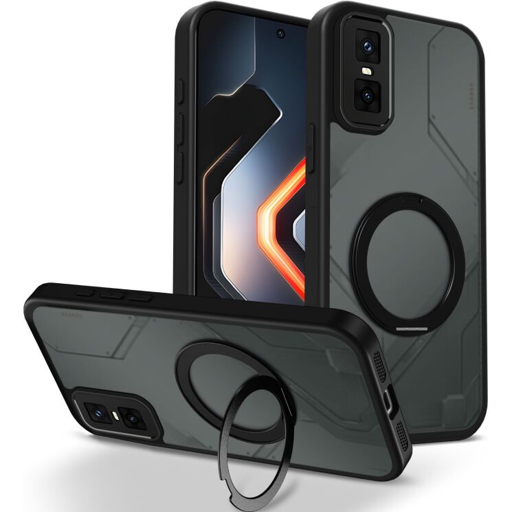 Захисний чохол Deexe Matte Skin Kickstand with MagSafe для Infinix GT 30 Pro - Black: фото 1 з 8