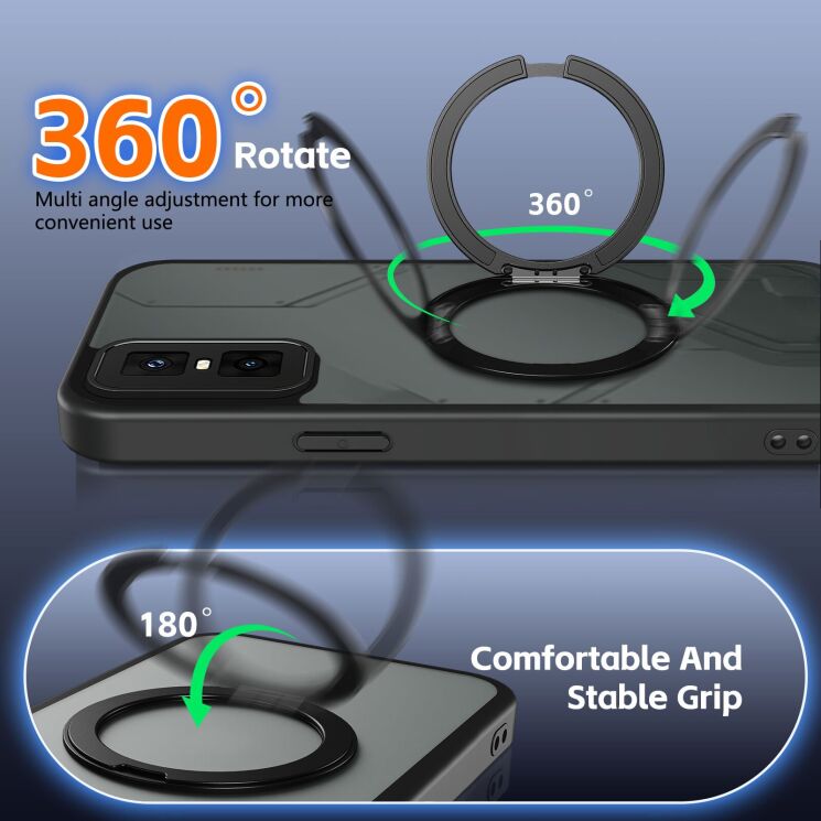 Захисний чохол Deexe Matte Skin Kickstand with MagSafe для Infinix GT 30 Pro - Black: фото 3 з 8