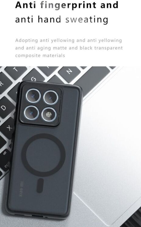 Защитный чехол Deexe Matte Skin with MagSafe для Xiaomi 14T Pro - Transparent / Black: фото 12 из 13