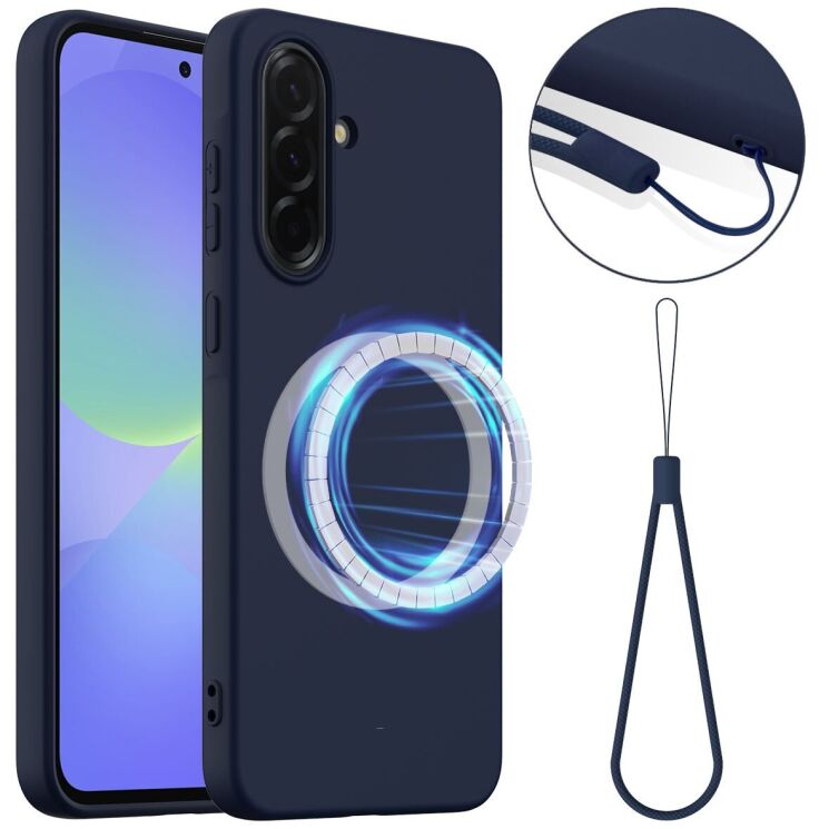 Защитный чехол Deexe Silicone Case with MagSafe для Samsung Galaxy A36 (A366) / A56 (A566) - Dark Blue: фото 1 из 8