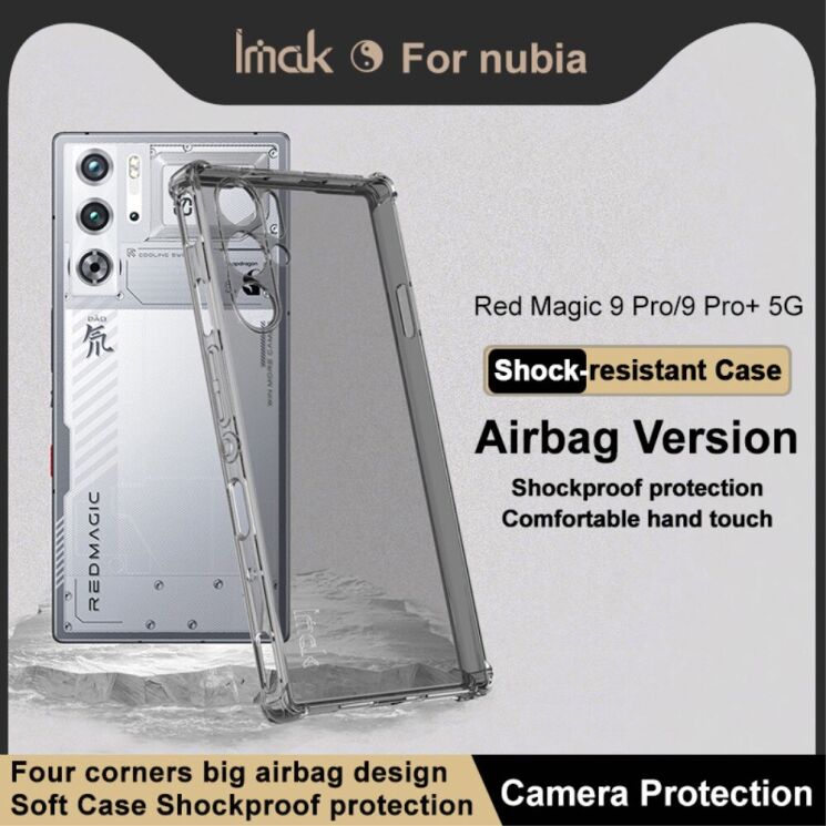 Защитный чехол IMAK Airbag MAX Case для ZTE Nubia Red Magic 9 Pro - Transparent Black: фото 5 из 10