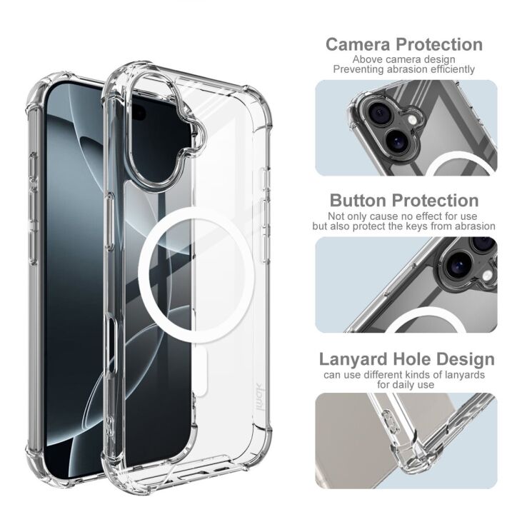 Защитный чехол IMAK Space Shield MagSafe для Apple iPhone 17 - Transparent: фото 5 из 9