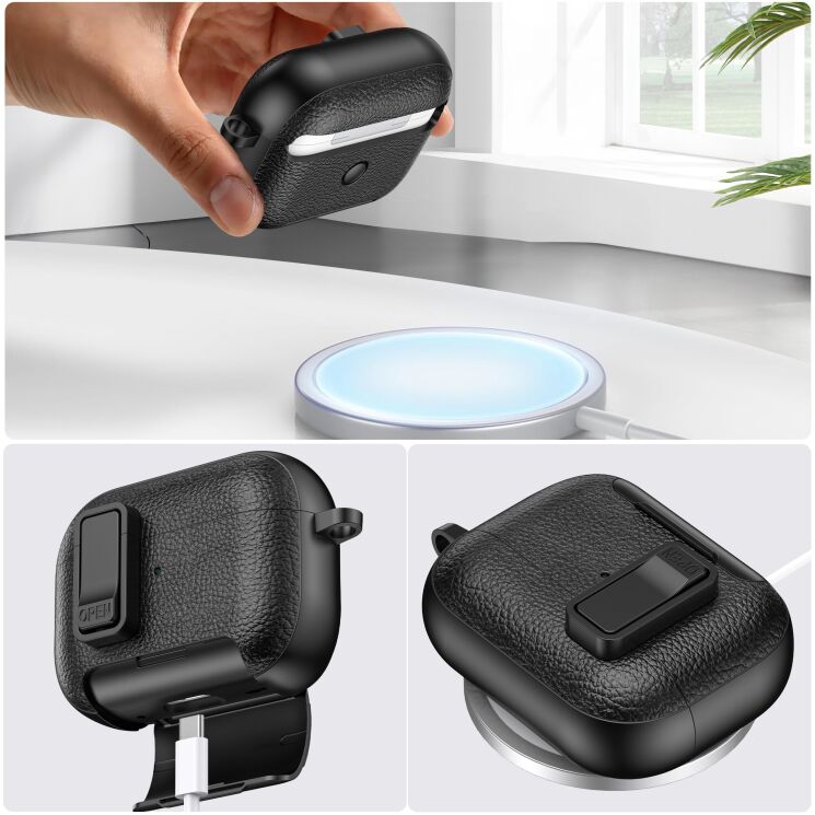 Защитный чехол Reframe Leather Texture для Apple AirPods Pro 2 - Black (306054B) Защитный чехол Reframe Leather Texture для Apple AirPods Pro 2 - Black: фото 4 из 7