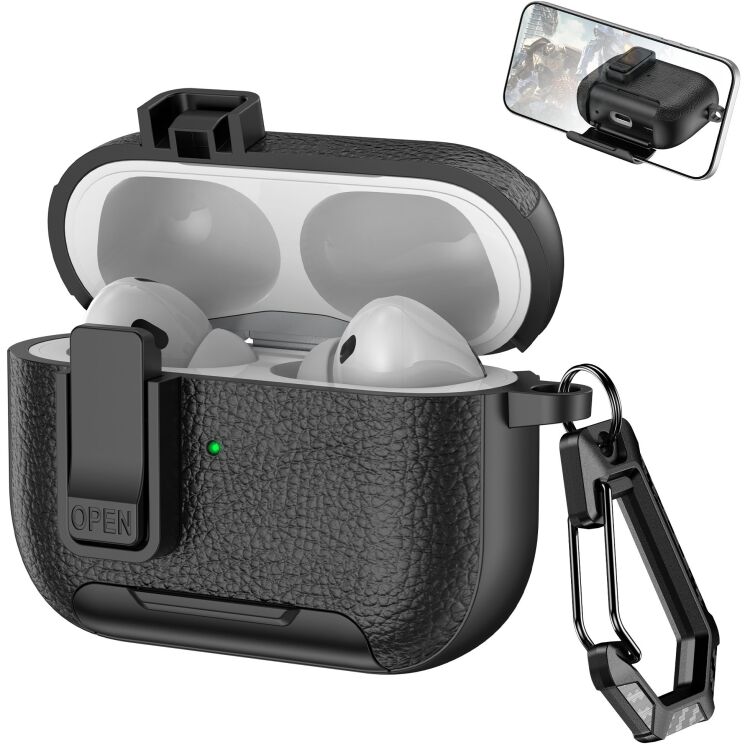 Защитный чехол Reframe Leather Texture для Apple AirPods Pro 2 - Black (306054B) Защитный чехол Reframe Leather Texture для Apple AirPods Pro 2 - Black: фото 1 из 7