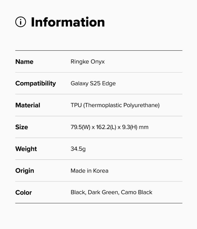Защитный чехол RINGKE Onyx для Samsung Galaxy S25 Edge (S937) 8800293854364 - Black: фото 15 из 15