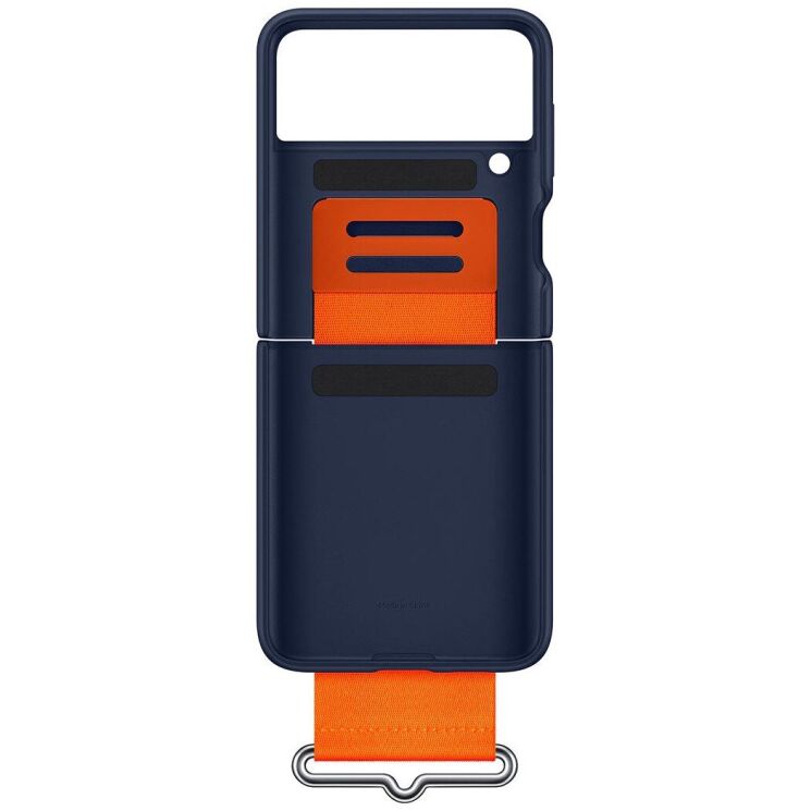 Защитный чехол Silicone Cover with Strap для Samsung Galaxy Flip 3 (EF-GF711TNEGRU) - Navy: фото 4 из 5