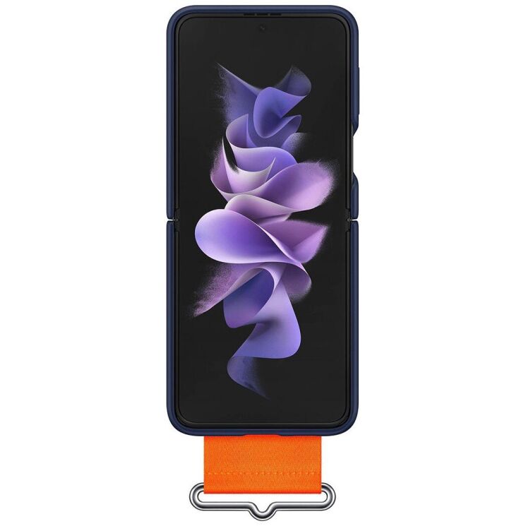 Защитный чехол Silicone Cover with Strap для Samsung Galaxy Flip 3 (EF-GF711TNEGRU) - Navy: фото 3 из 5