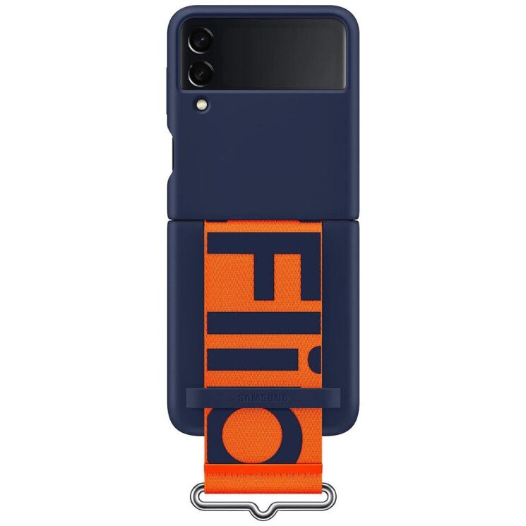 Защитный чехол Silicone Cover with Strap для Samsung Galaxy Flip 3 (EF-GF711TNEGRU) - Navy: фото 1 из 5
