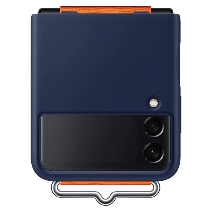 Защитный чехол Silicone Cover with Strap для Samsung Galaxy Flip 3 (EF-GF711TNEGRU) - Navy: фото 2 из 5