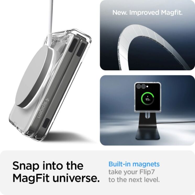 Захисний чохол Spigen (SGP) AirSkin (MagFit) для Samsung Galaxy Flip 7 (ACS09556) - Clear / White: фото 16 з 19