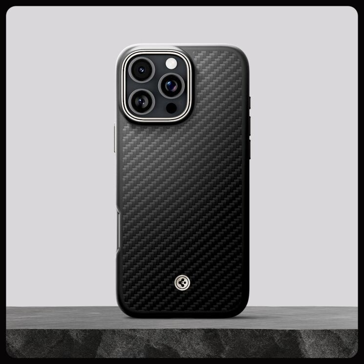 Защитный чехол Spigen (SGP) Enzo Aramid (MagFit) для Apple iPhone 16 Pro - Black Natural: фото 11 из 16