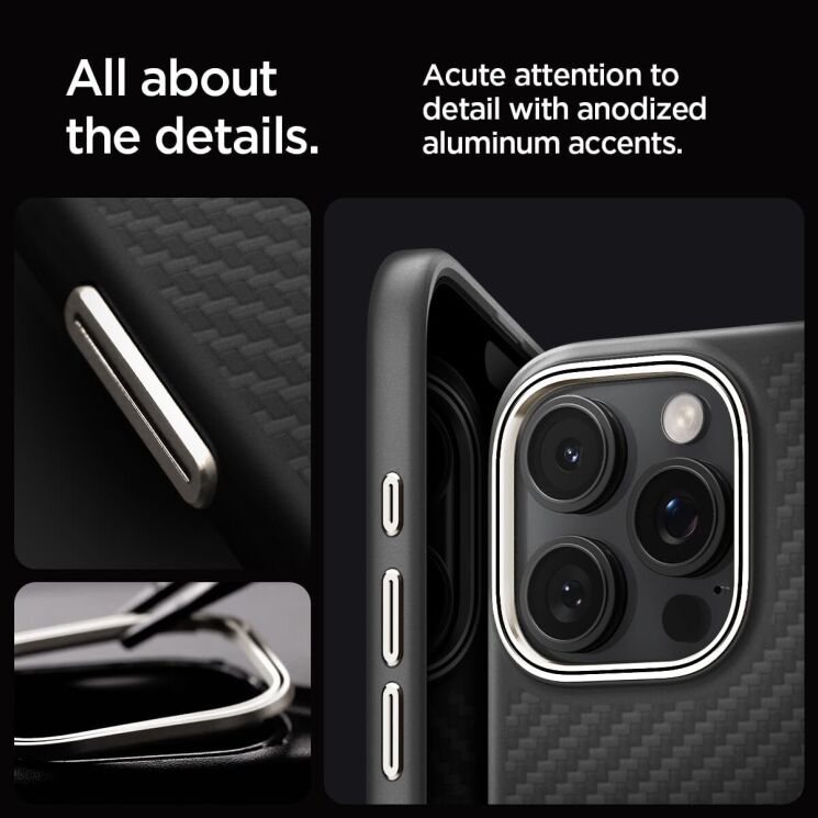 Защитный чехол Spigen (SGP) Enzo Aramid (MagFit) для Apple iPhone 16 Pro - Black Natural: фото 13 из 16