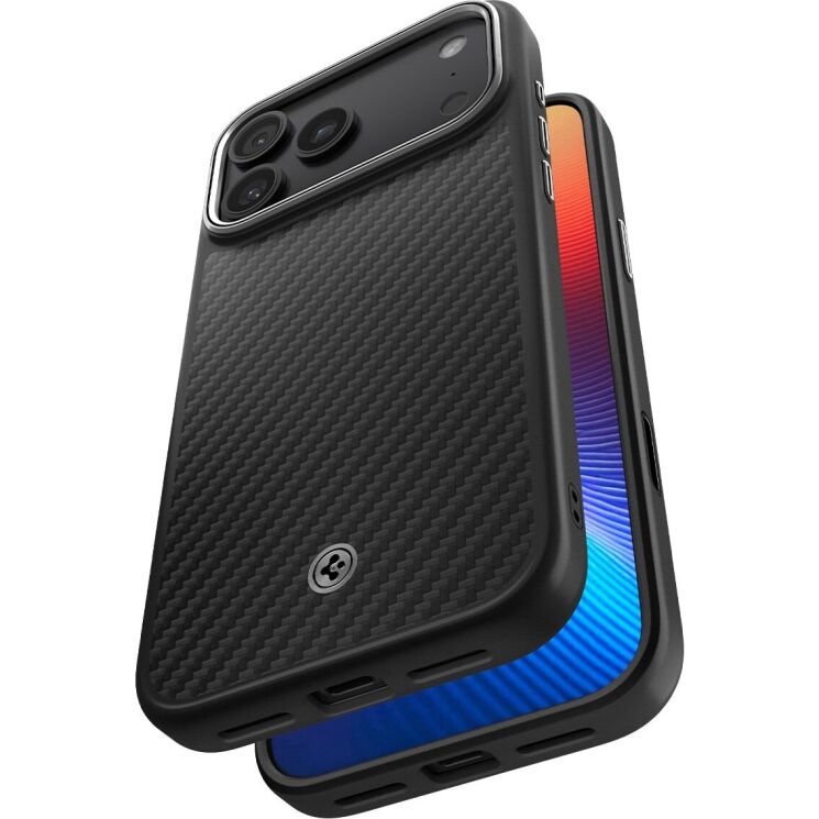 Защитный чехол Spigen Enzo Aramid T (MagFit) для iPhone 17 Pro (ACS09958) - Black Silver: фото 6 из 16