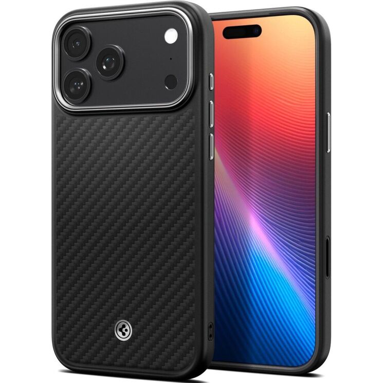 Защитный чехол Spigen Enzo Aramid T (MagFit) для iPhone 17 Pro (ACS09958) - Black Silver: фото 2 из 16