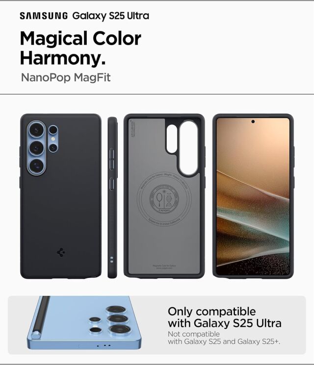 Защитный чехол Spigen (SGP) Nano Pop (MagFit) для Samsung Galaxy S25 Ultra (S938) ACS09057 - Black Sesame: фото 15 из 20