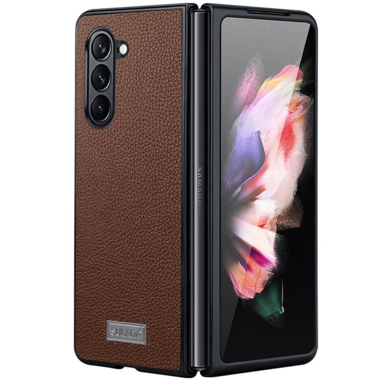 Защитный чехол SULADA Leather Case (FF) для Samsung Galaxy Fold 5 - Coffee: фото 1 из 6