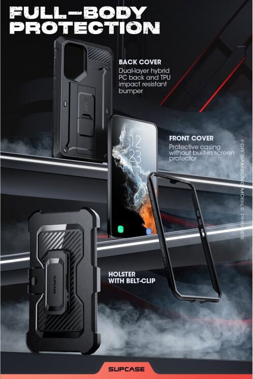 Защитный чехол Supcase Unicorn Beetle PRO Screen Protector для Samsung Galaxy S23 Ultra (S918) - Black: фото 7 из 11