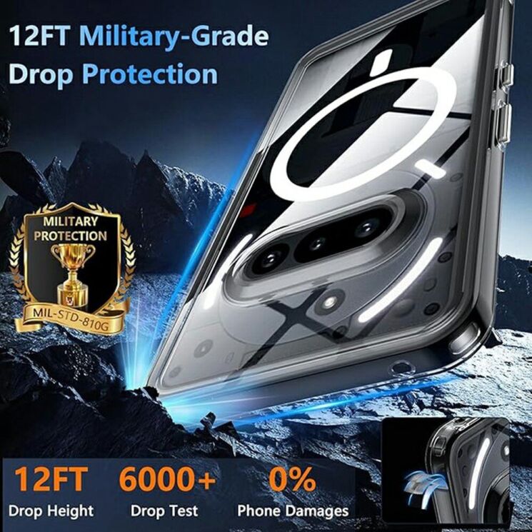 Защитный чехол UniCase AirBag MagSafe для Nothing Phone (3a) - Transparent: фото 6 из 9