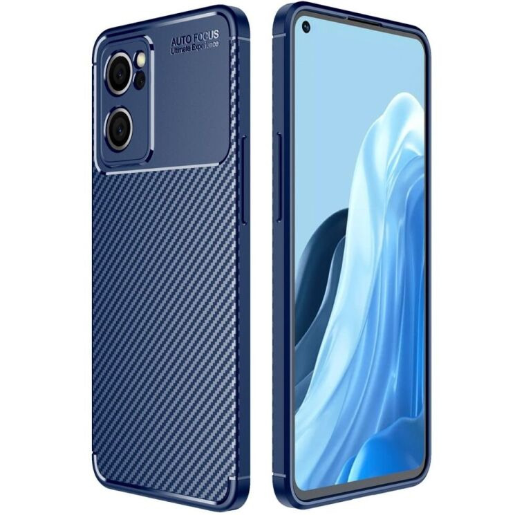 Силиконовый (TPU) чехол UniCase Carbon для OPPO Reno 7 5G Chinese - Blue: фото 1 из 7