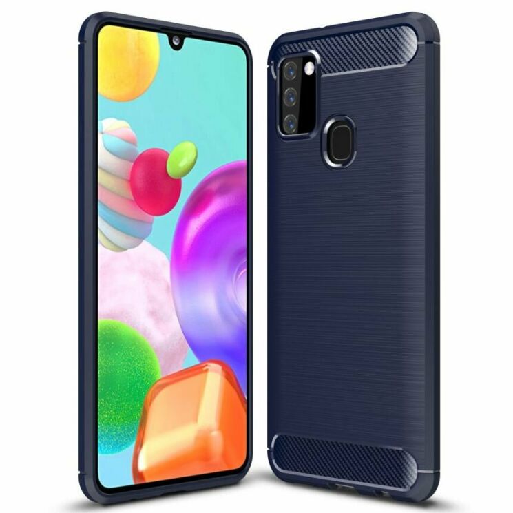Захисний чохол UniCase Carbon для Samsung Galaxy A21s (A217) - Blue: фото 1 з 11