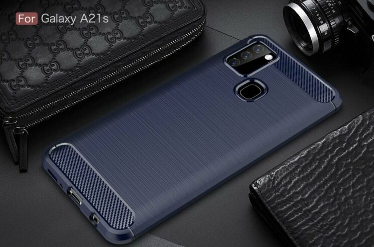 Захисний чохол UniCase Carbon для Samsung Galaxy A21s (A217) - Blue: фото 2 з 11