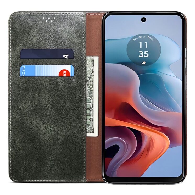 Захисний чохол UniCase Leather Wallet для Motorola G55 - Green: фото 2 з 7